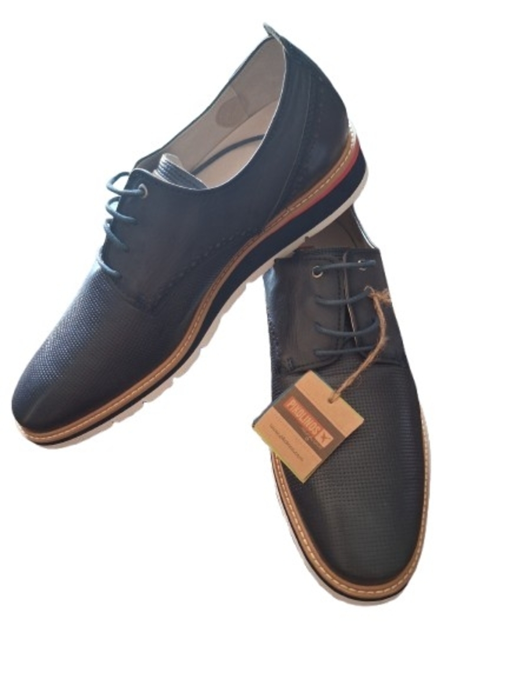 Men's Navy Pikolinos Textured Lace-Up Dress Shoes